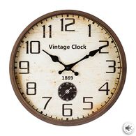 Rel&oacute;gio De Parede Vintage Castanho  Em Metal