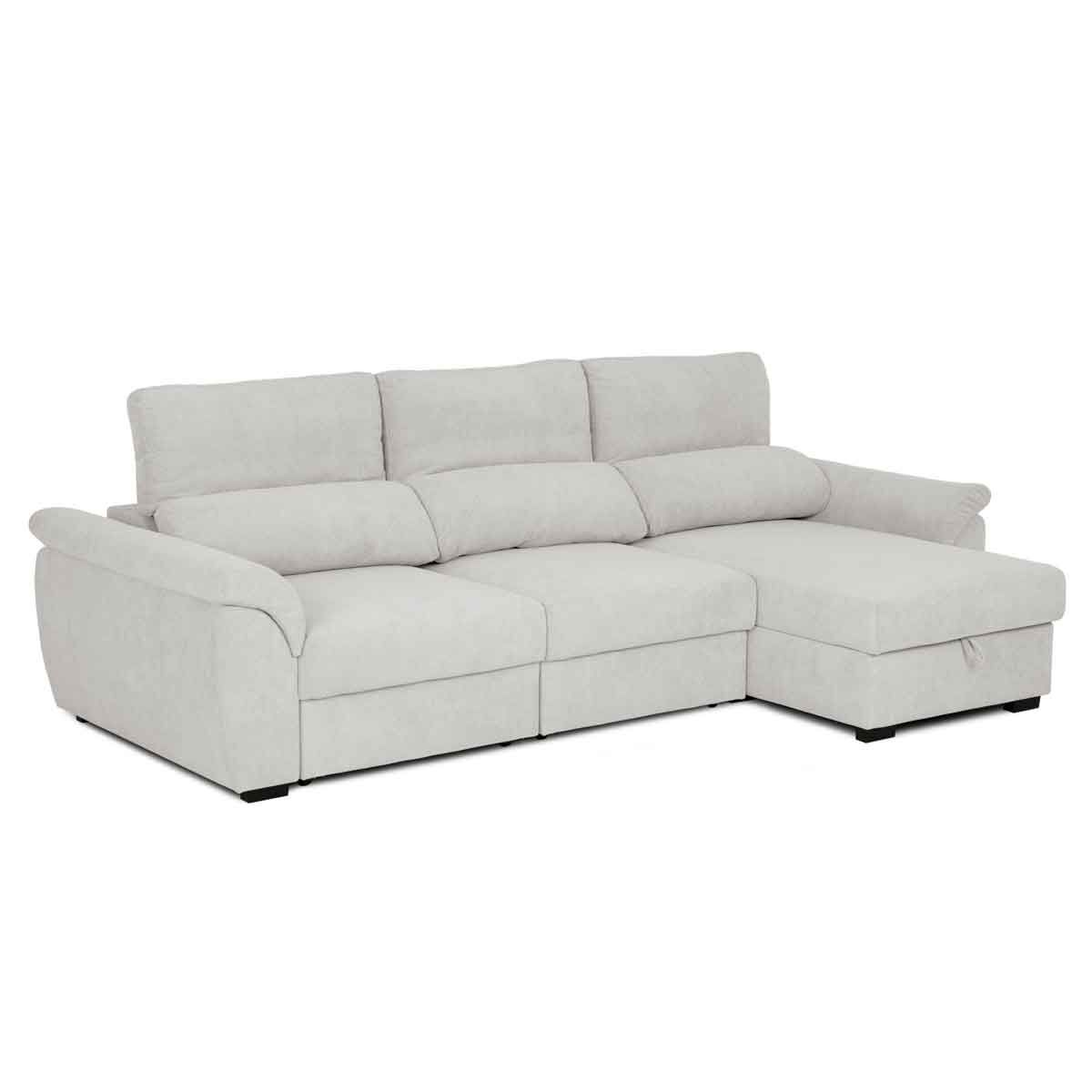 Sofá cama BREMAN cinza com cofre e chaise longue, , large
