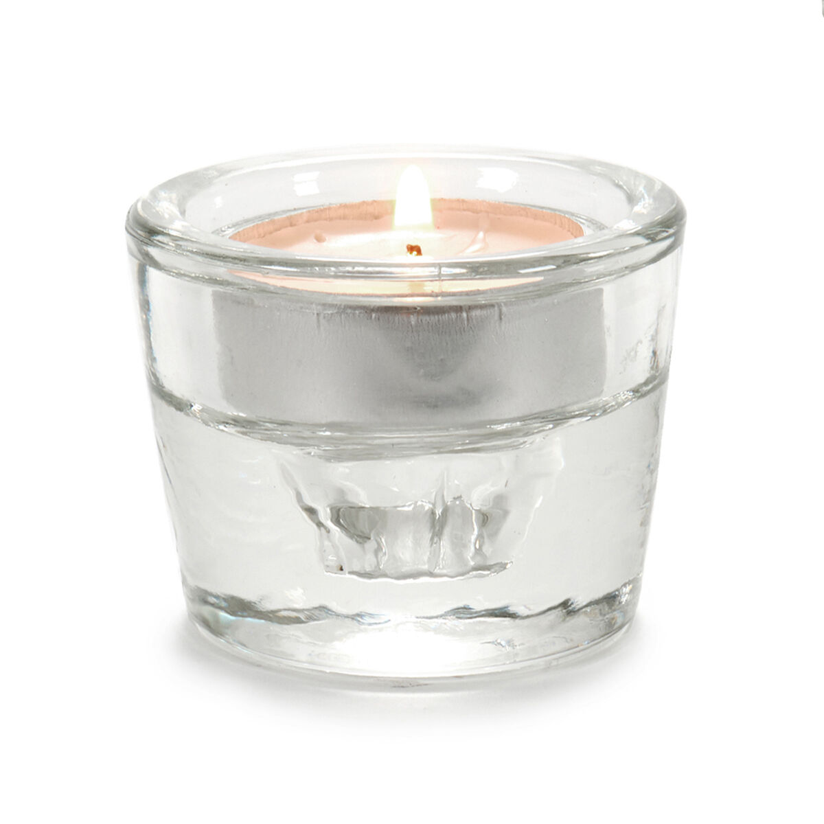 Round candle holder transparent in glass, , large