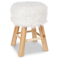 Taburete De Pelo Blanco 30x30x42Cm