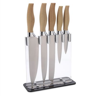 Conjunto de 5 facas cozinha com suporte, , large