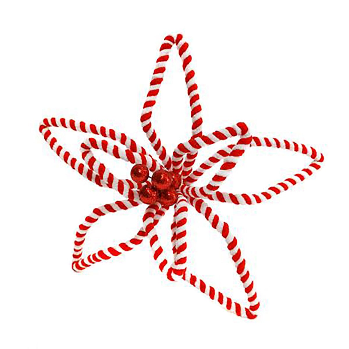 Haste flor natalícia vermelho e branco 25cm, , large