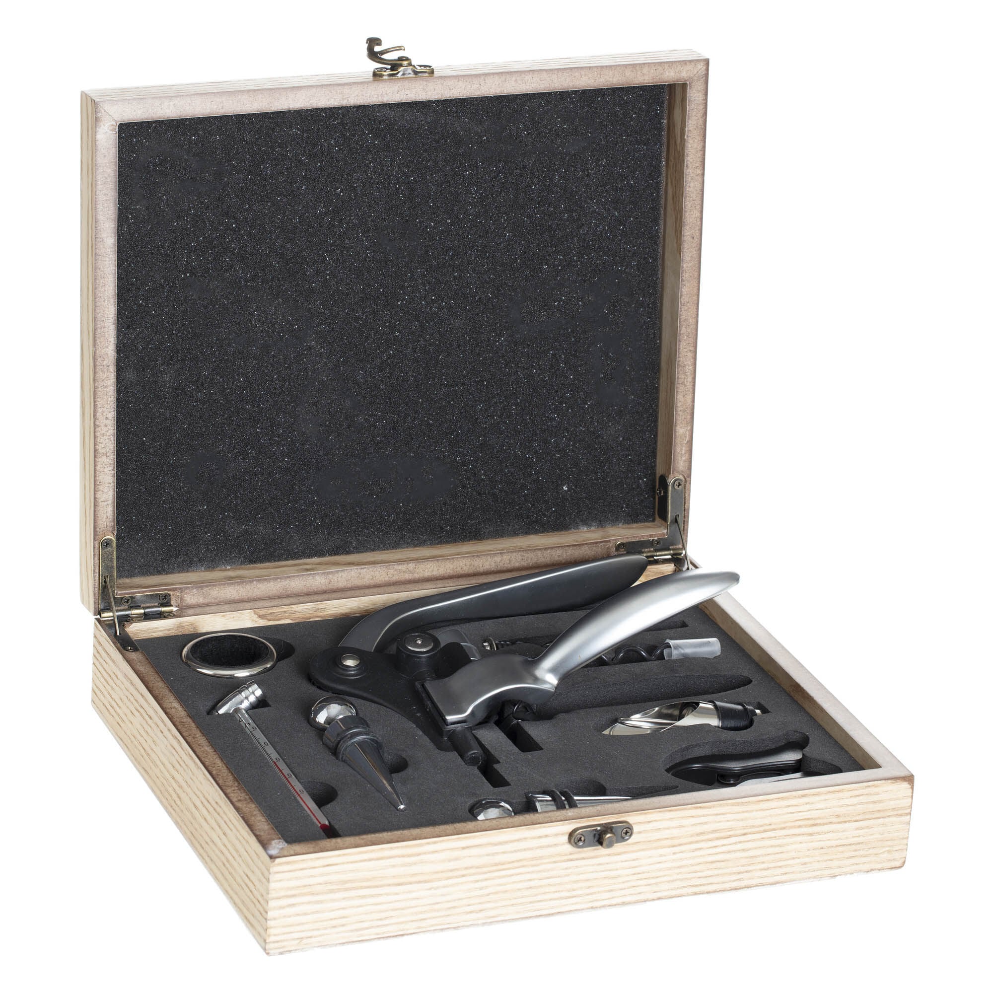 Conjunto de vinicultura com 9 acessórios e caixa de madeira, , large