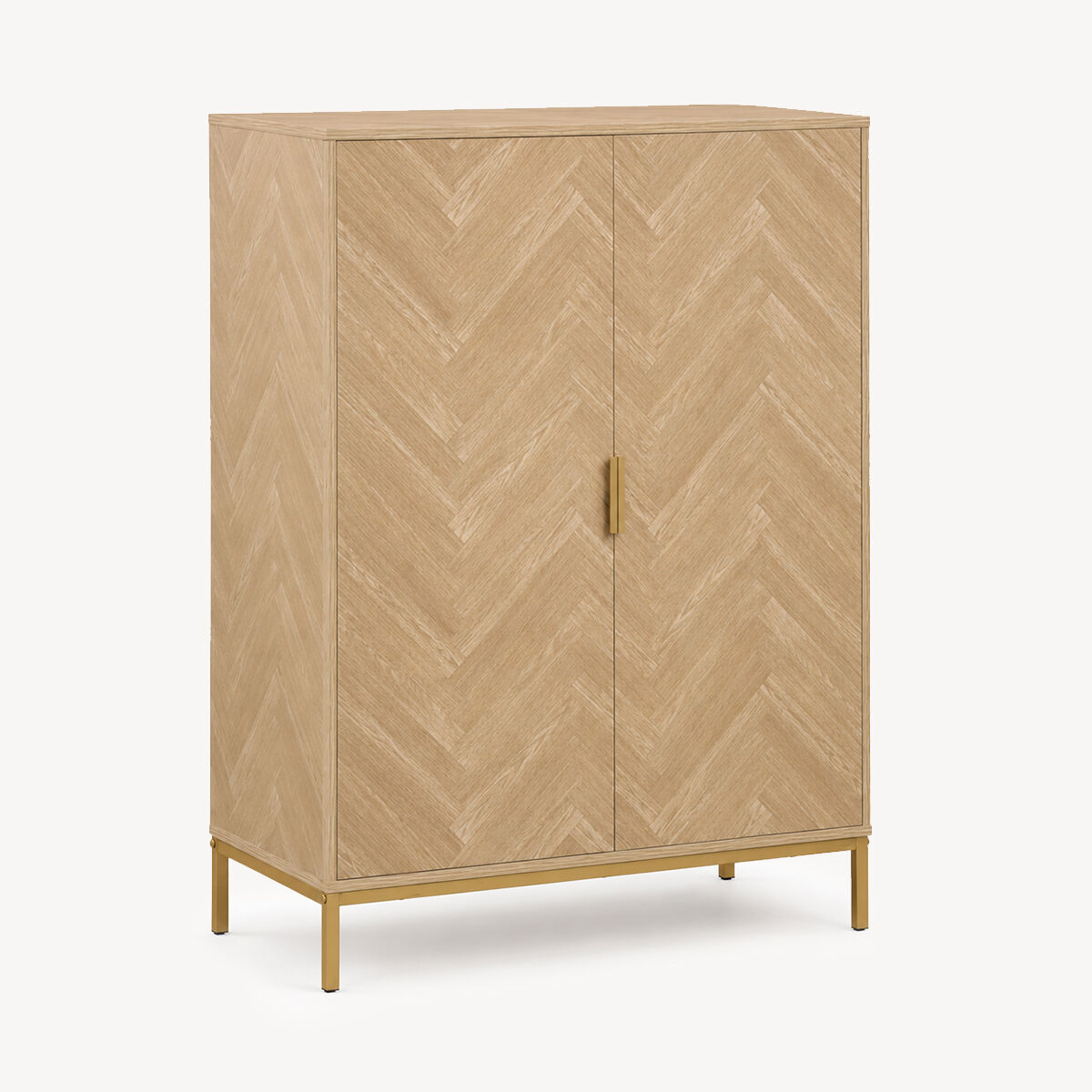 Móvel de apoio CHEVRON bege em mdf com 2 portas, , large