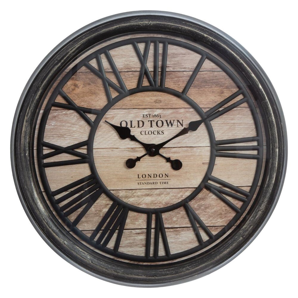 Relógio decorativo de parede castanho 50cm, , large