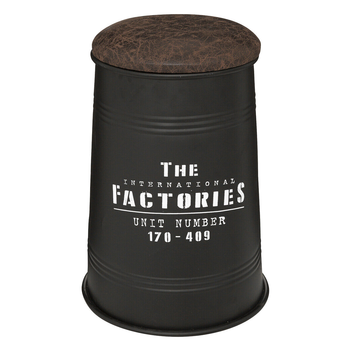 Pufe FACTORY preto em metal, , large