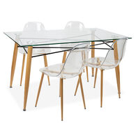 Conjunto De Mesa Com Tampo De Vidro E 4 Cadeiras Vanity