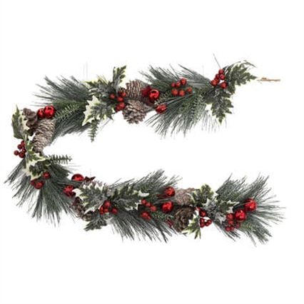 Grinalda decorativa NATURE com folhas e pinhas 100cm, , large