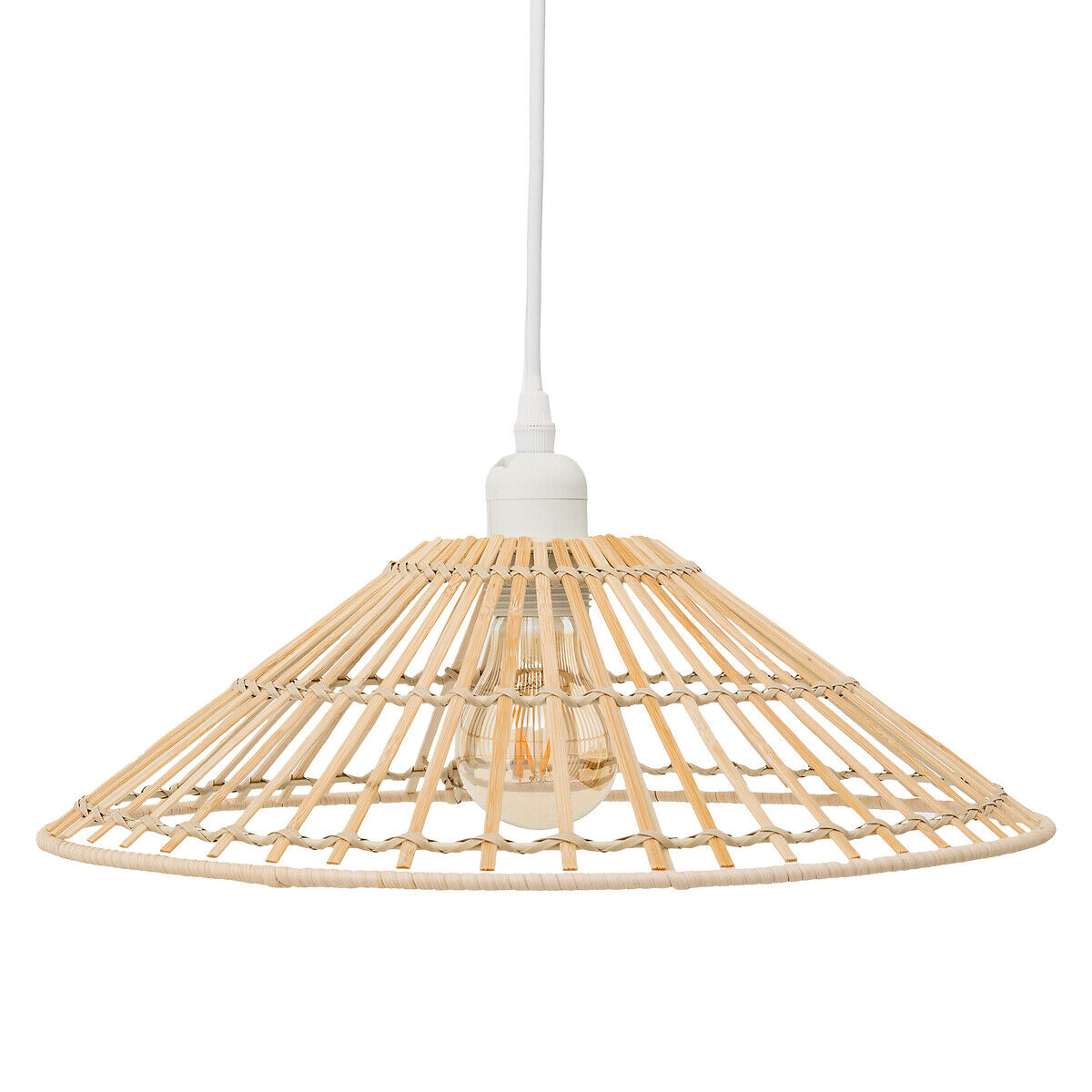 Candeeiro de teto MAHE bege em bambu, , large