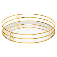 Bandeja de vidrio con espejo FEEL dorada de metal