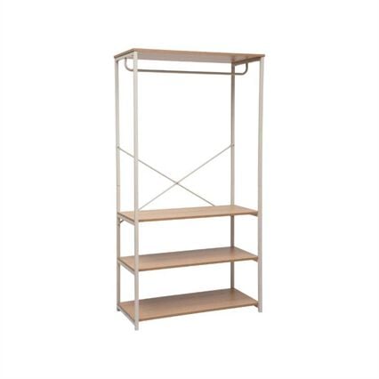 Roupeiro de metal bege com prateleiras 170cm, , large