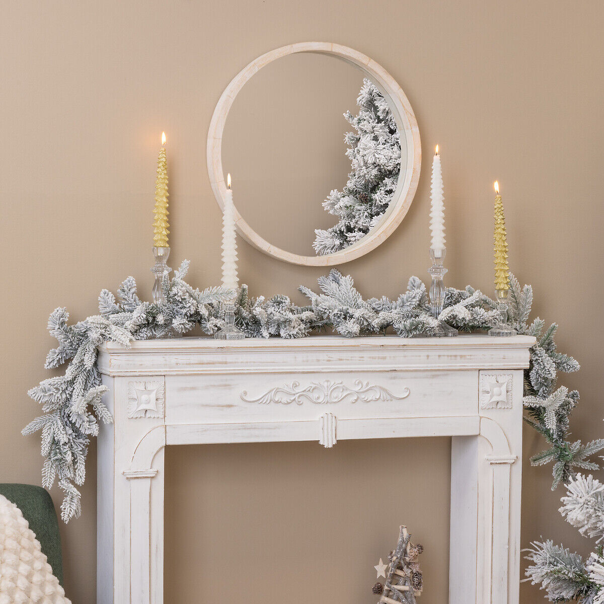 Set de 2 velas árbol de Navidad blancas 25cm , , large