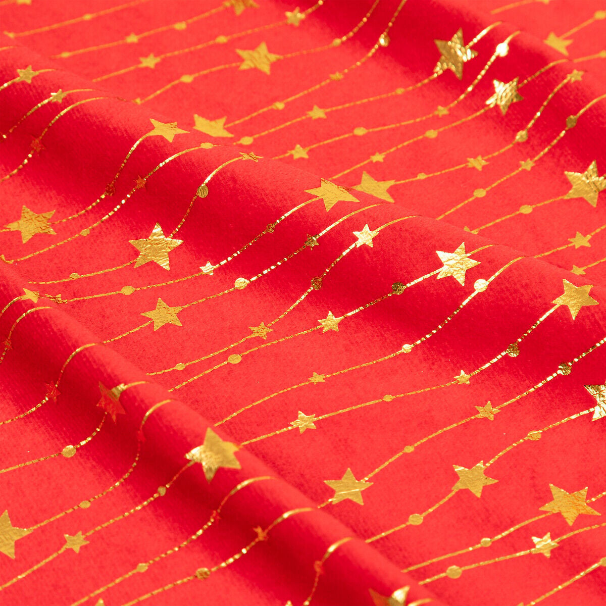 Toalha de mesa vermelho em veludo com estrelas 140x360cm, , large