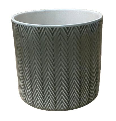 Vaso de cerâmica ZIG ZAG verde seco 11cm, , large