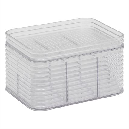 Storage box with 3 compartments grey, , large