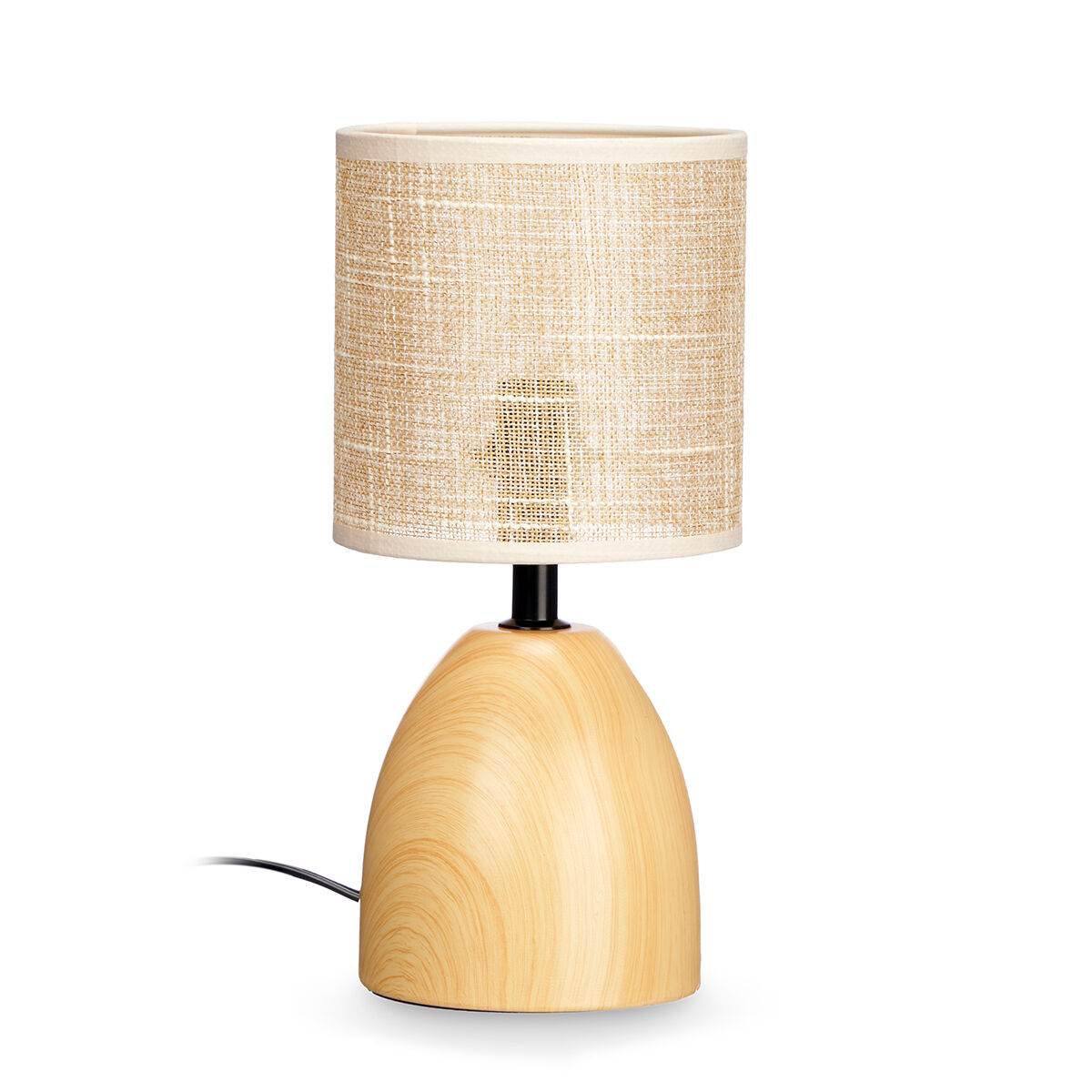 Lámpara de mesa ovalada efecto madera 28.5cm, , large