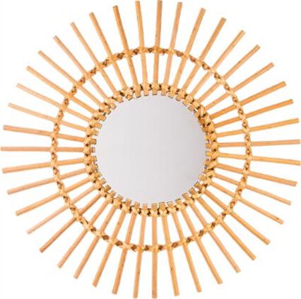 Espelho sol castanho em rattan, , large