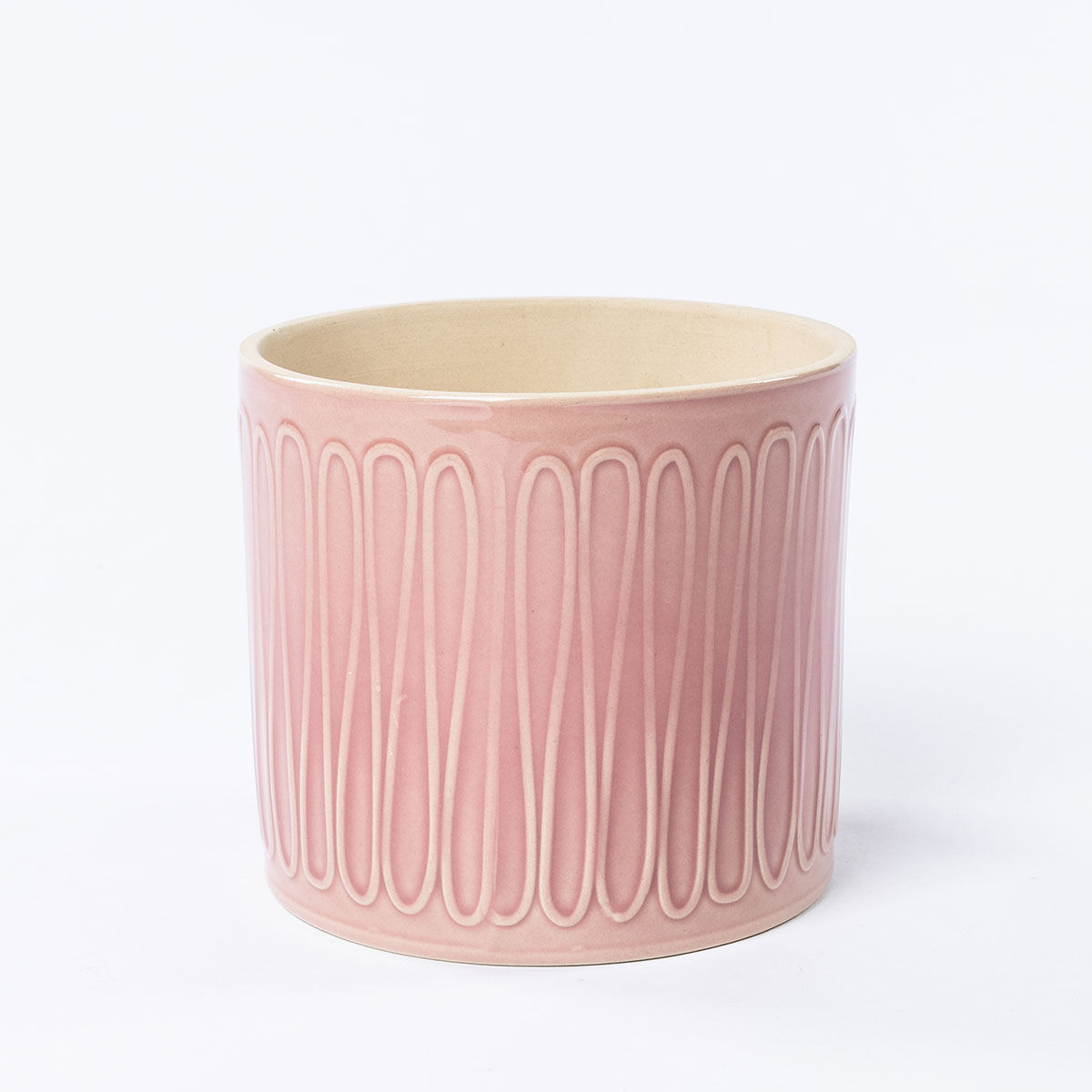 Vaso de cerâmica raiado rosa 14,5cm, , large