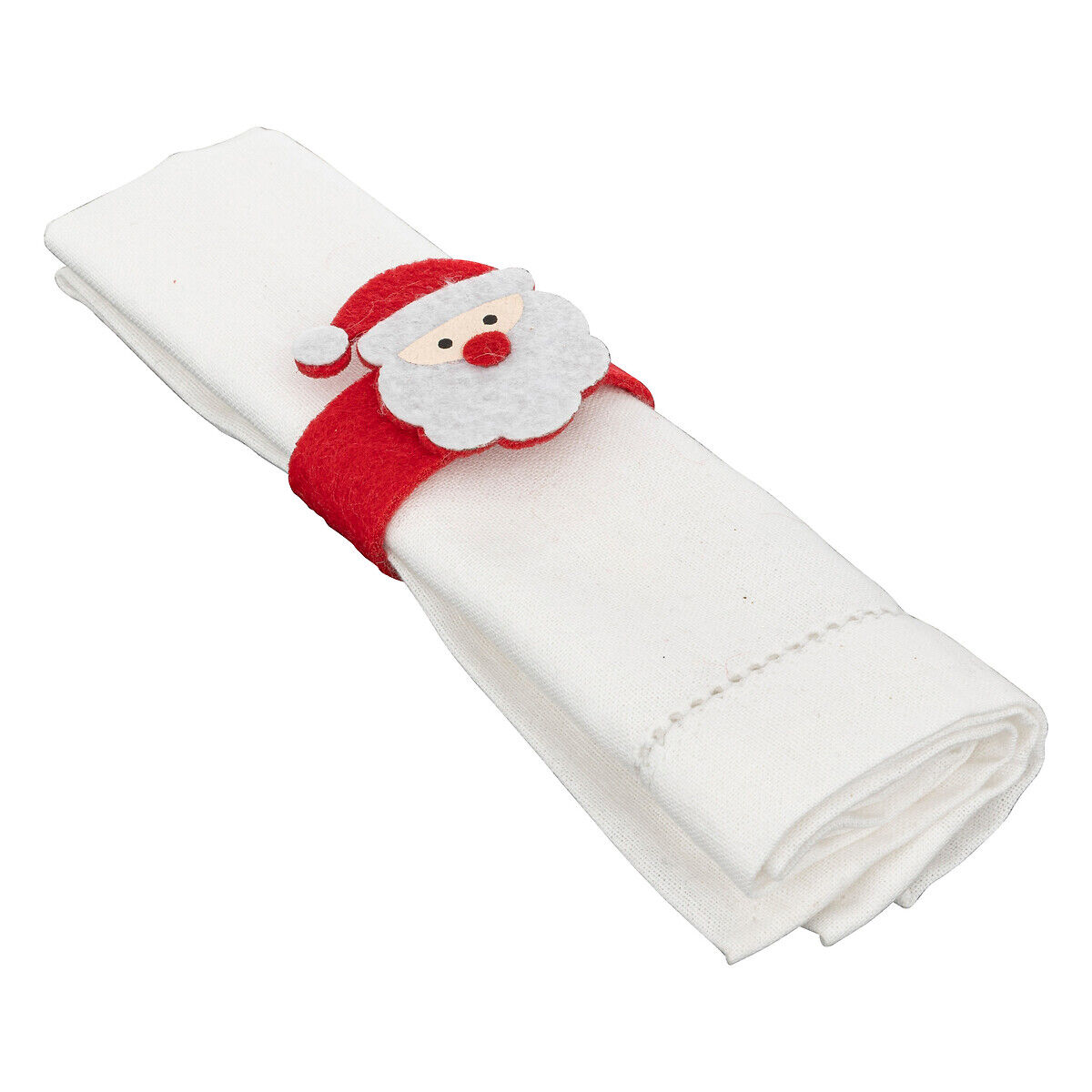 Set of 2 napkin rings Father Christmas in felt, , large