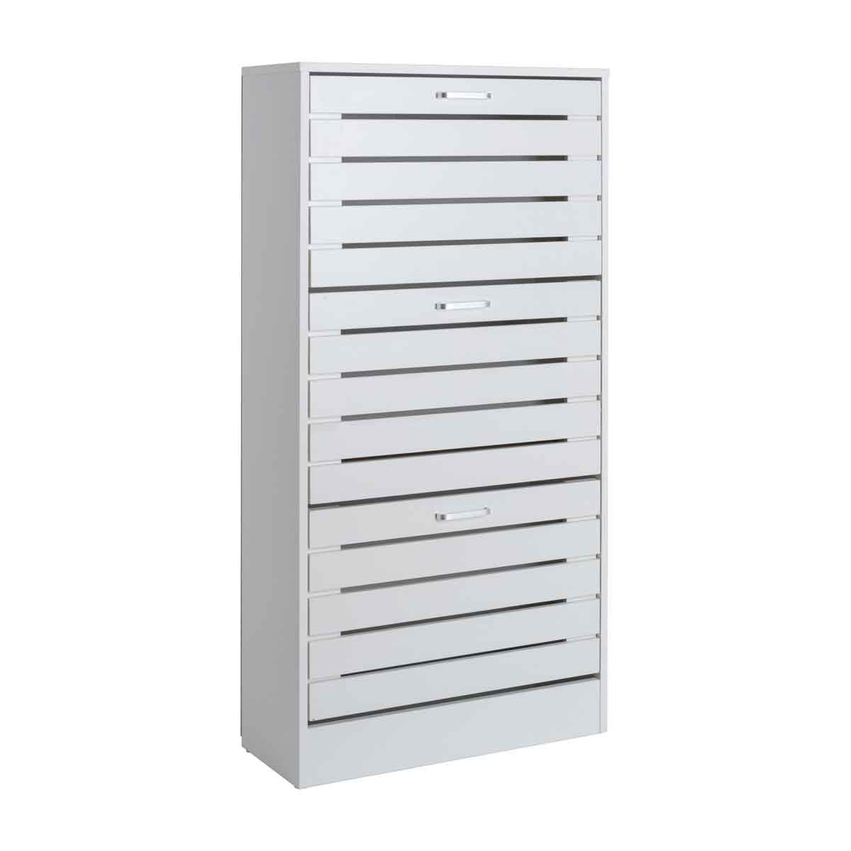 Shoe cabinet white slatted, , large