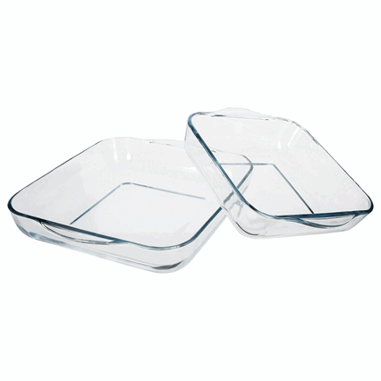 Conjunto de 2 travessas quadradas BORCAM em vidro, , large