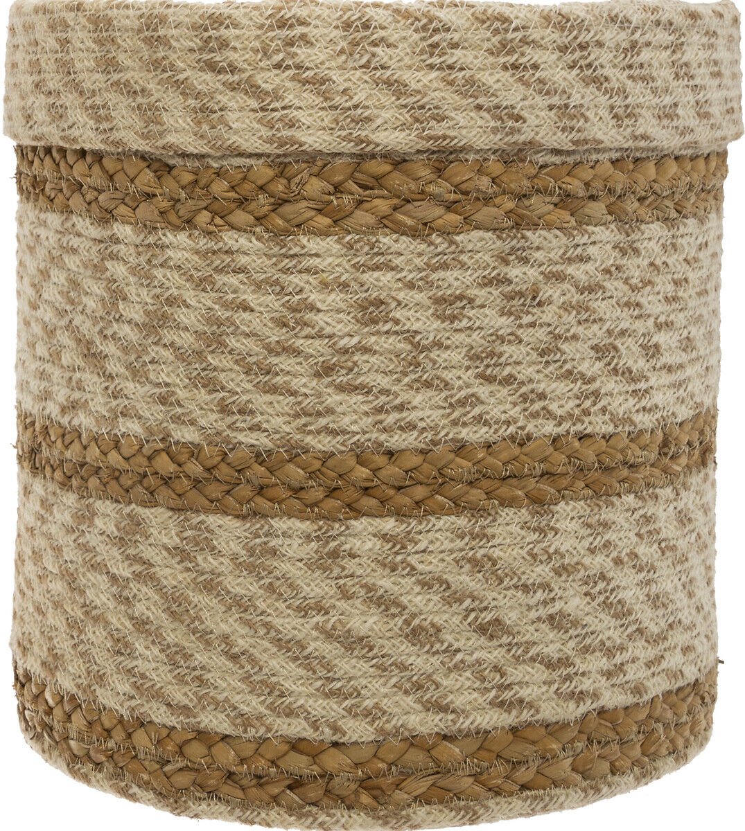 Round basket striped in jute, , large