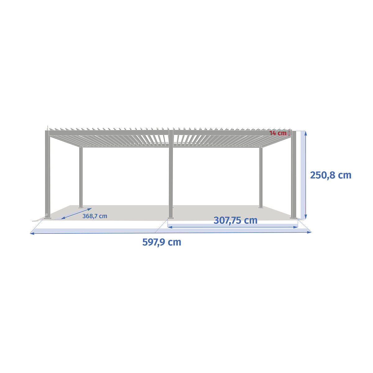 Pérgola ÉVORA cinza graphite em alumínio 3,6x6m, , large