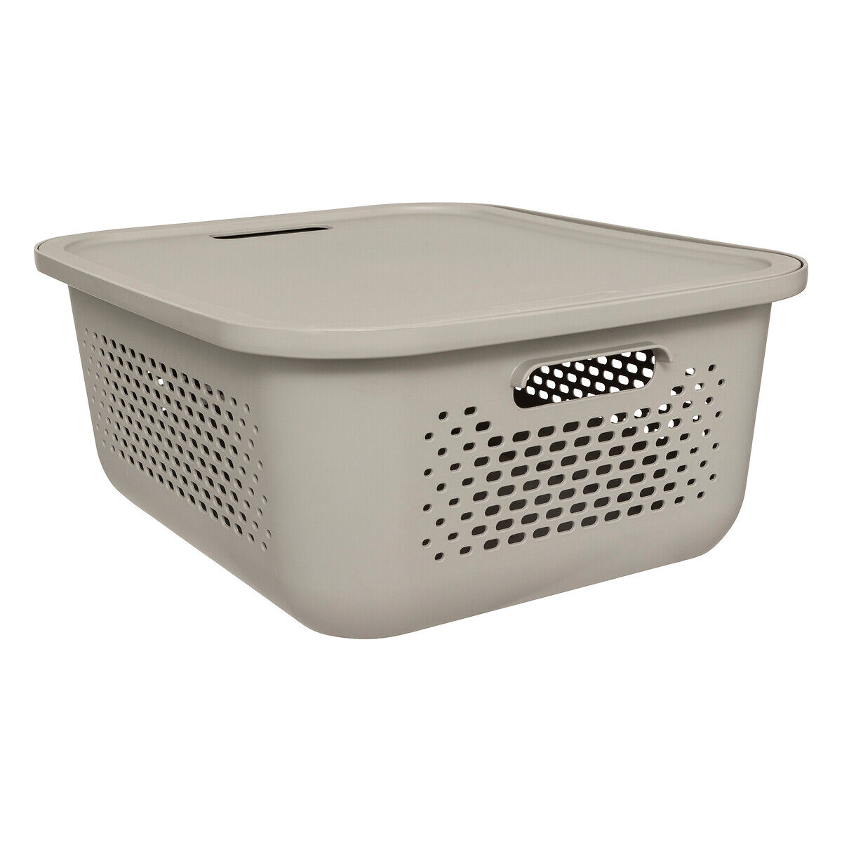 Storage box AERA beige with lid, , large