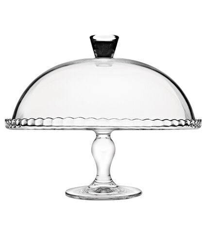 Prato para bolo em vidro com pé e campânula 32cm, , large