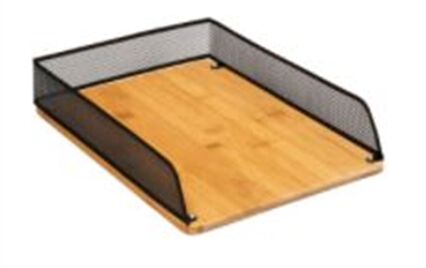 Pasta organizadora em bambu e metal preto, , large