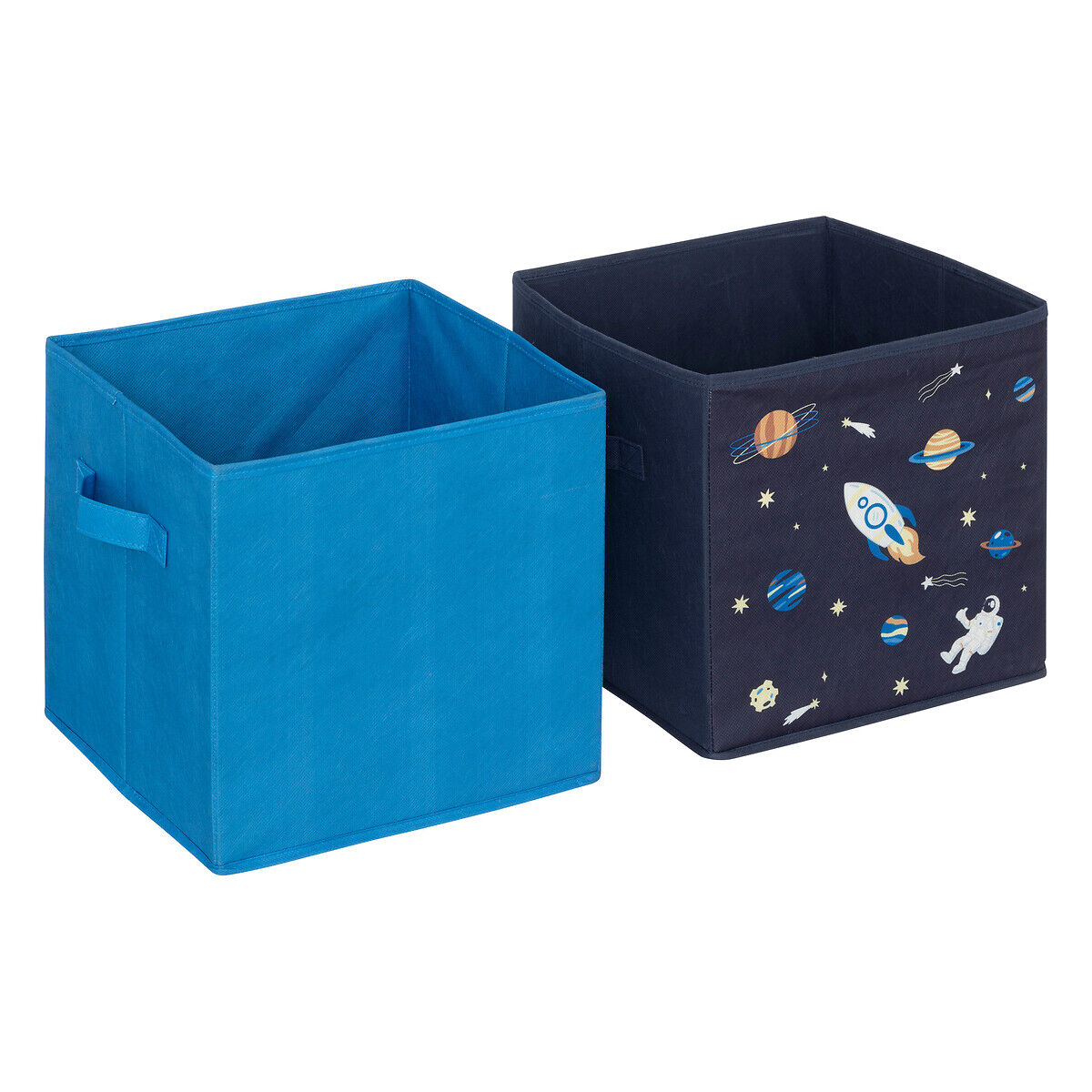Conjunto de 2 cubos de arrumação astronauta azul 29x29cm, , large