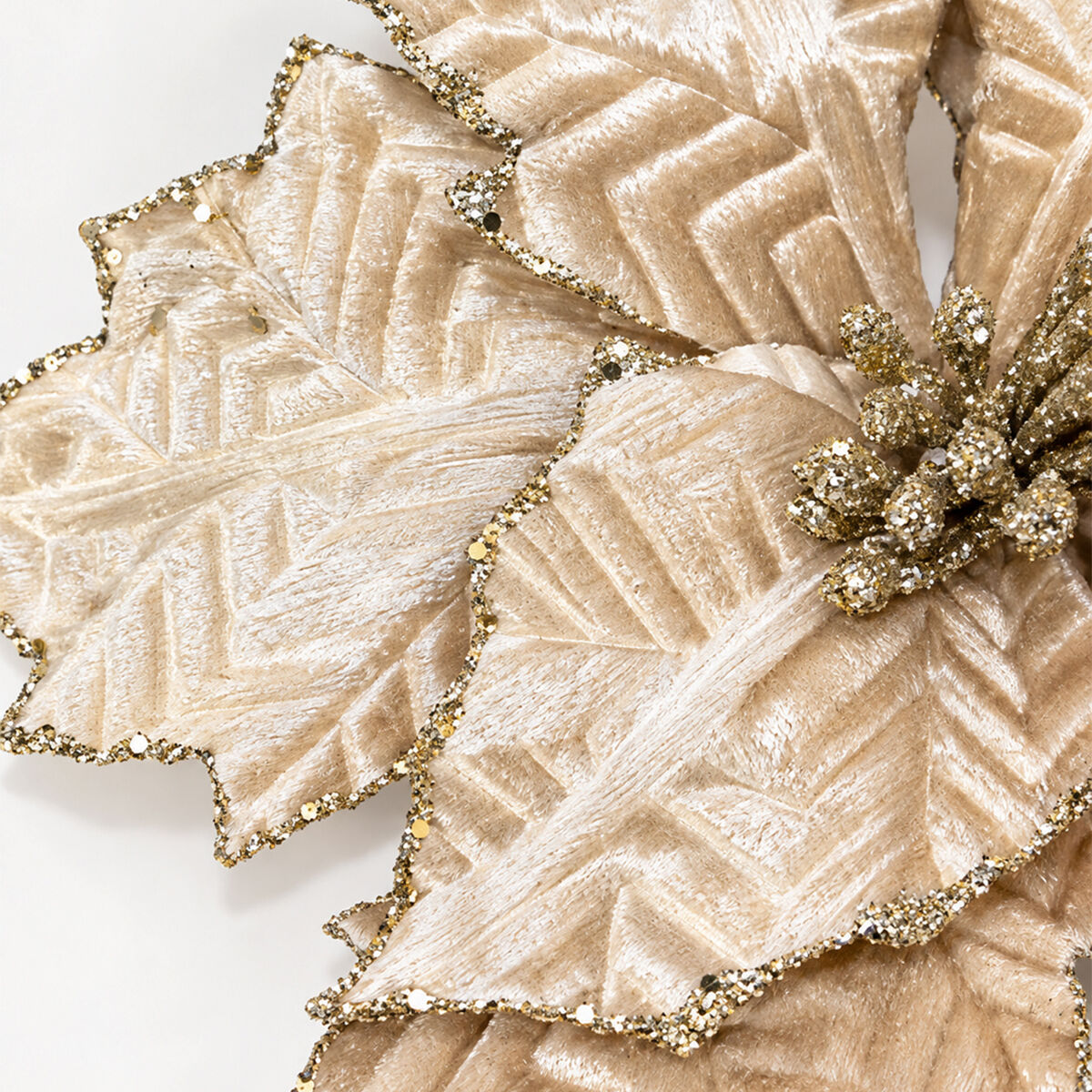 Flower gold in velvet with glitter, , large