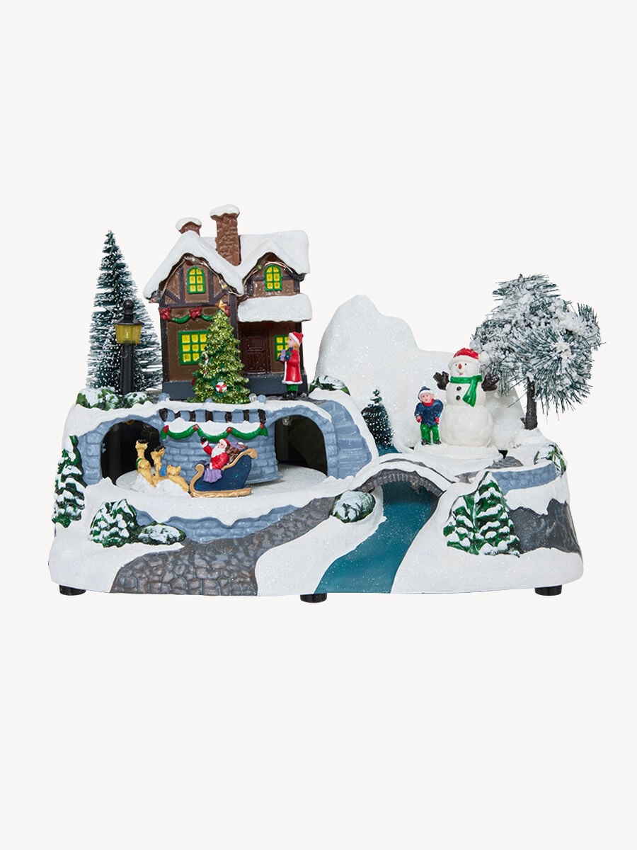 Aldea Luminosa Con Casa y Papá Noel, , large