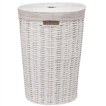Cesto de roupa wc redondo COSTA branco 40l, , large