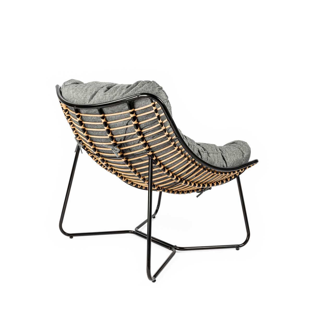 Cadeirão RELAX bubble em metal e rattan com almofada, , large