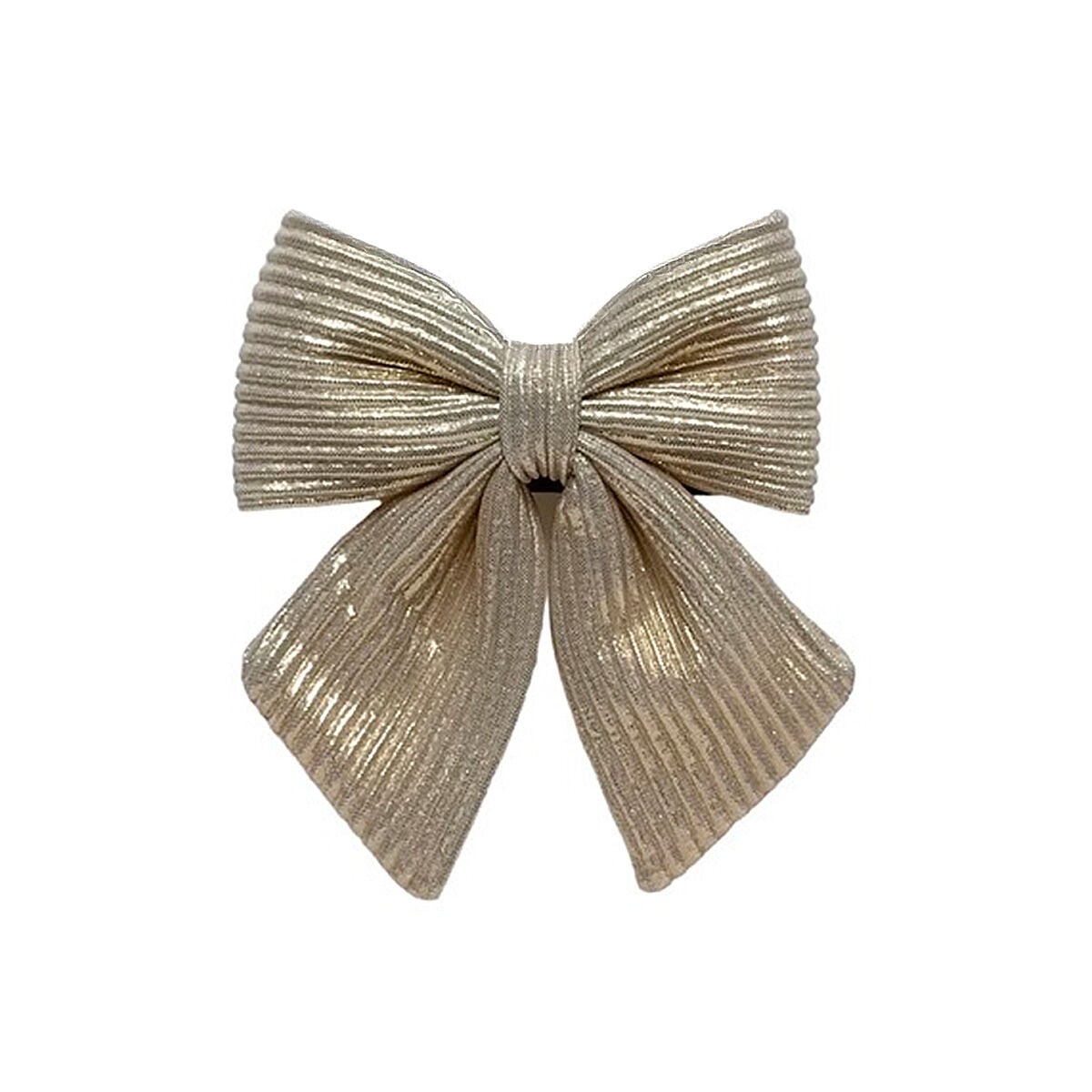 Laço Com Riscas Bege E Dourado 16cm, , large