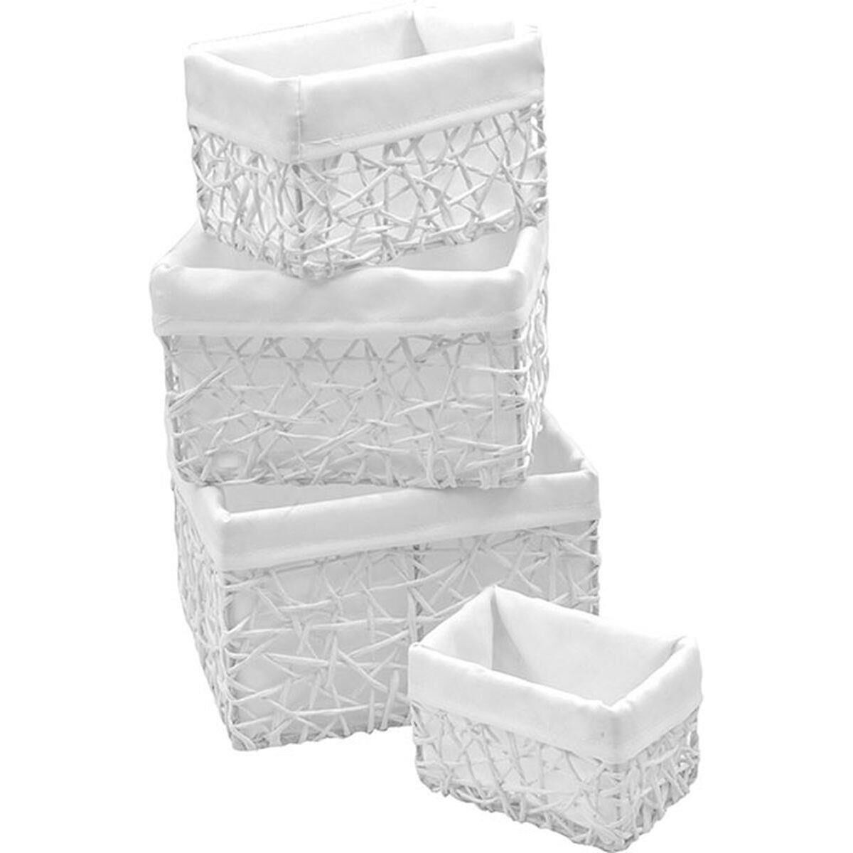 Bathroom basket white lined, , large