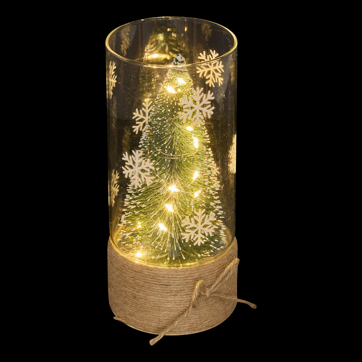 Vaso de vidro com árvore de natal decorativa 20cm, , large