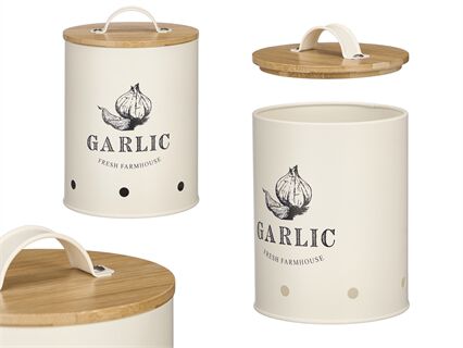 Garlic tin cream in metal with bamboo lid, , large