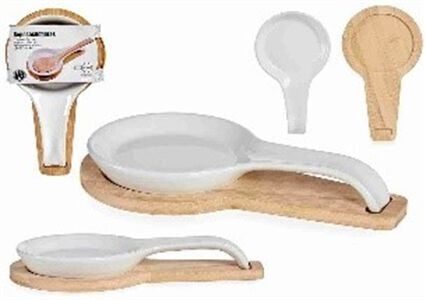 Colher de cerâmica com base em bambu, , large