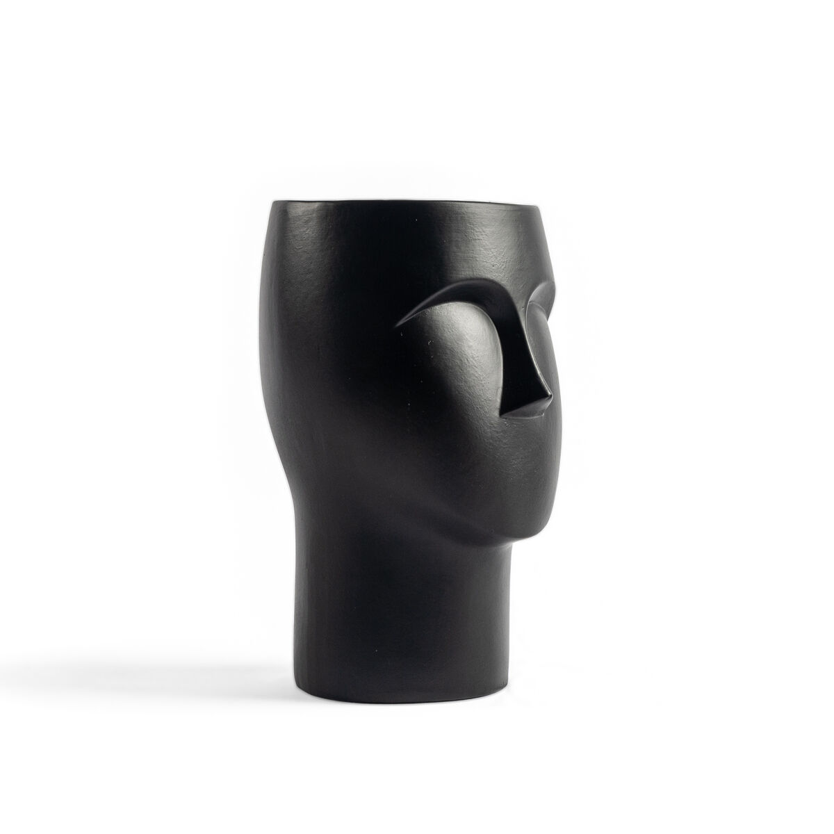 Jarra de cerâmica preta figura cara de homem, , large