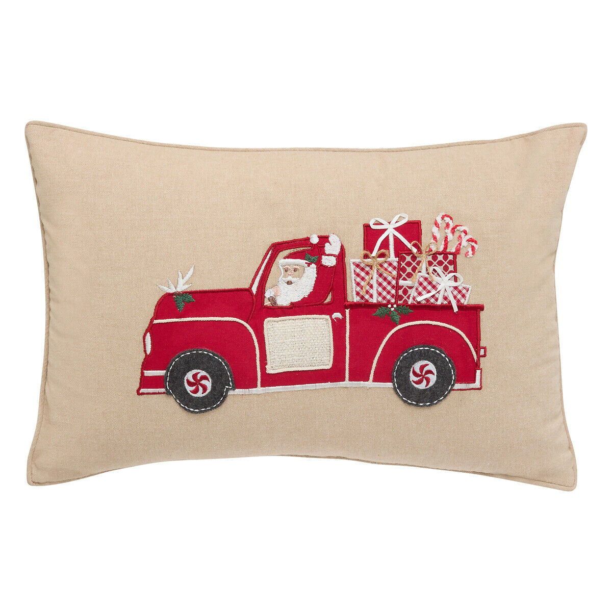 Almofada decorativa carrinha pai natal bege 59x39cm, , large
