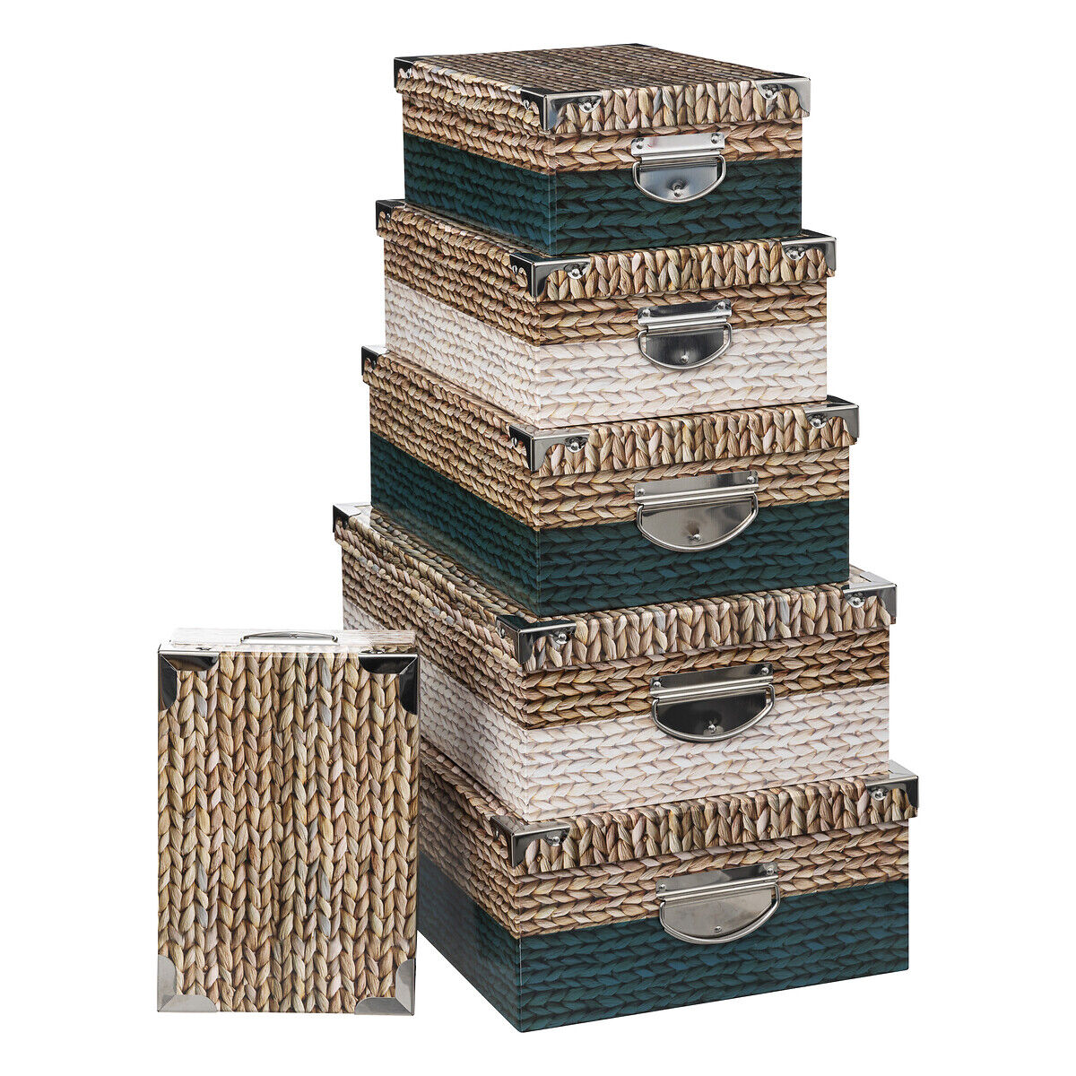 Conjunto de 6 caixas multicoloridas com efeito malha, , large