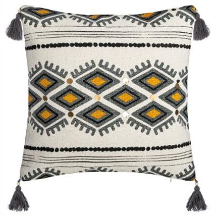 Capa para almofada AZTECA com pompons 40x40cm, , large