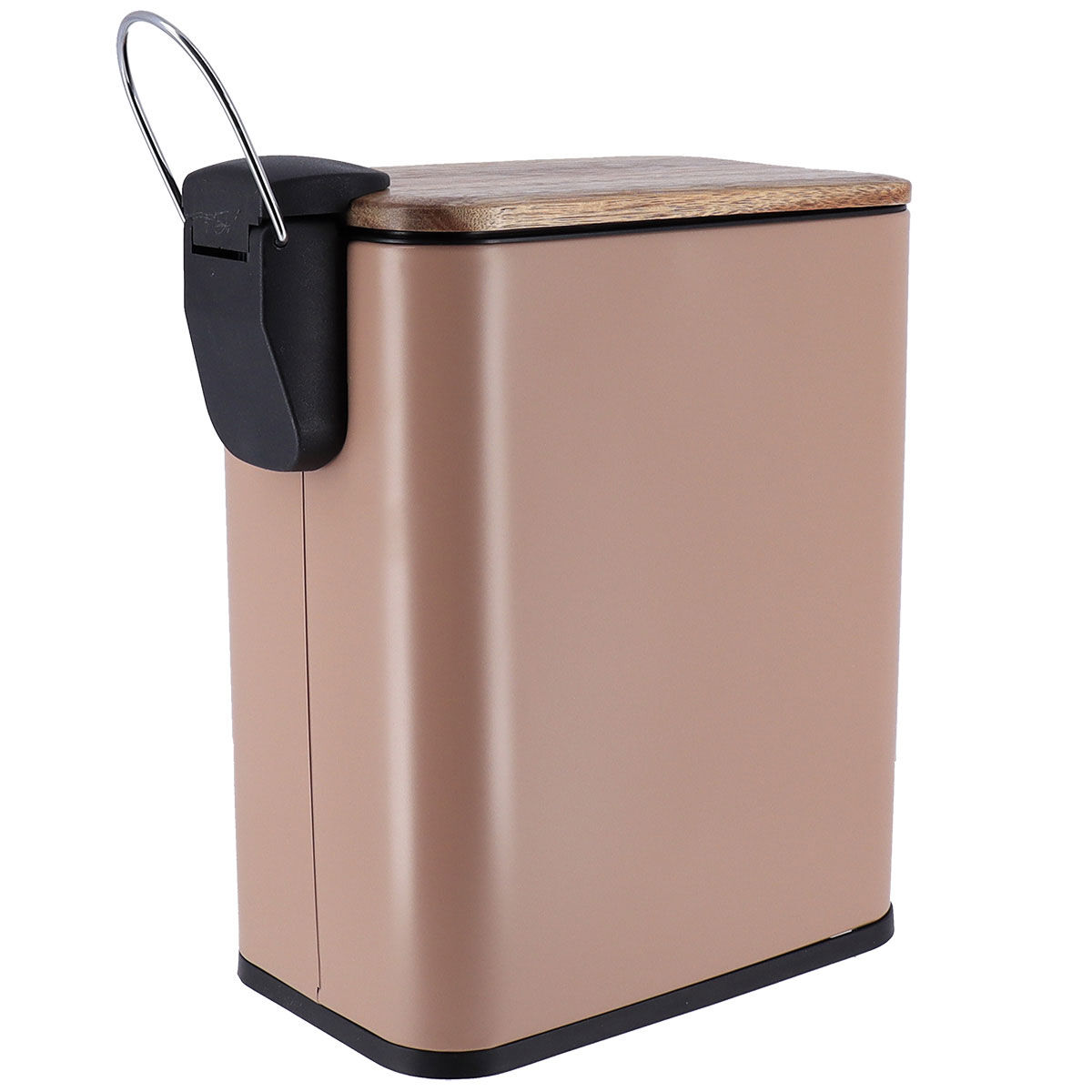 Balde wc com tampa em metal taupe 5l, , large