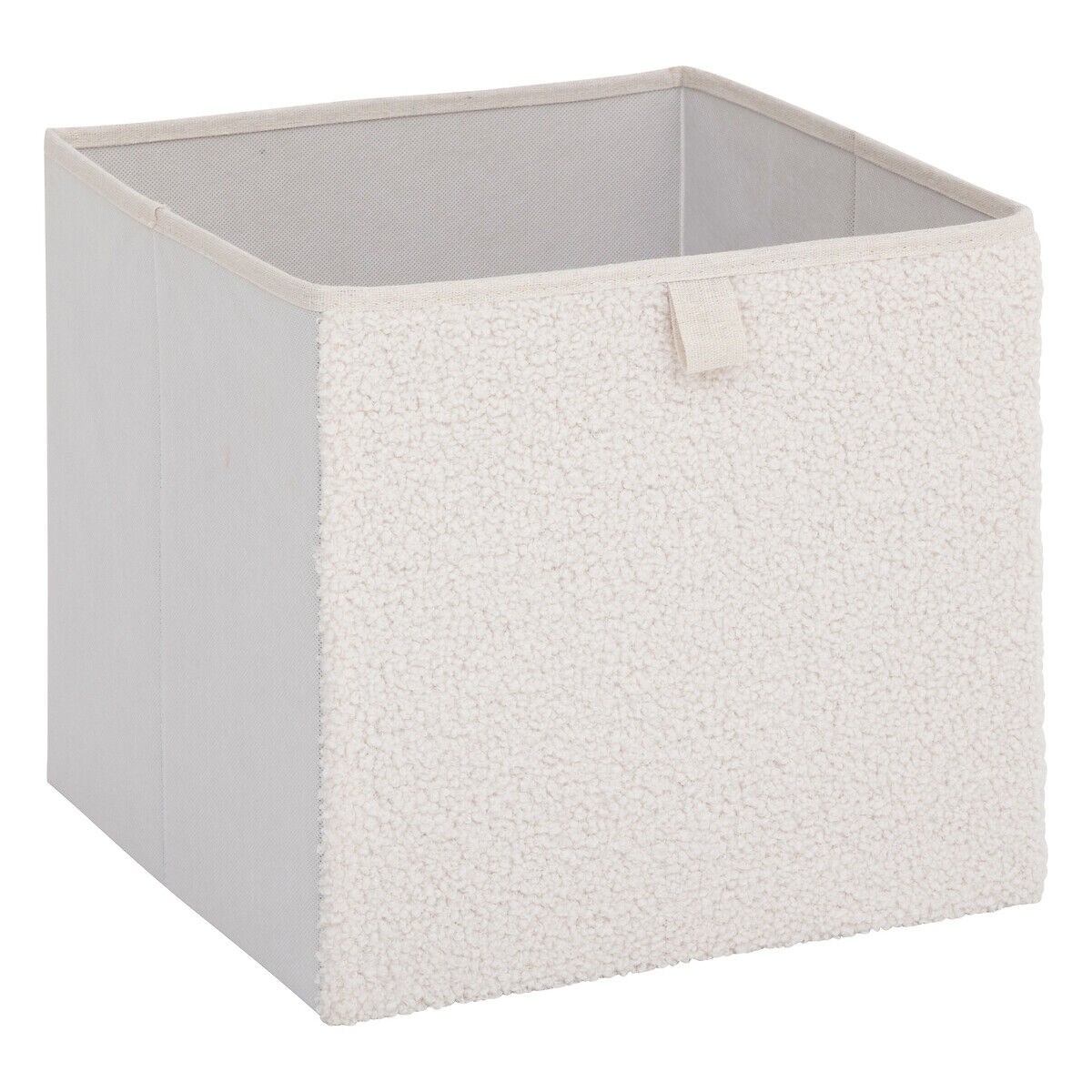 Caixa de arrumação branco em bouclé 31x31cm, , large