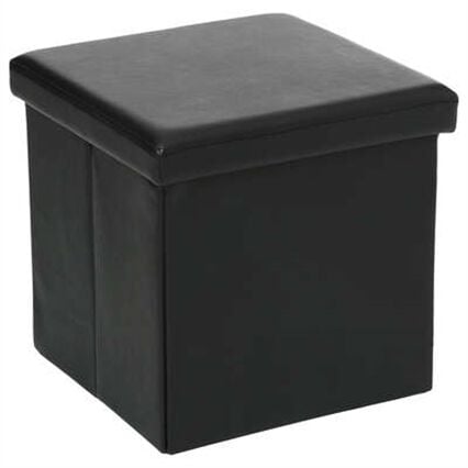 Pufe quadrado AKENO preto 37,5x38cm, , large