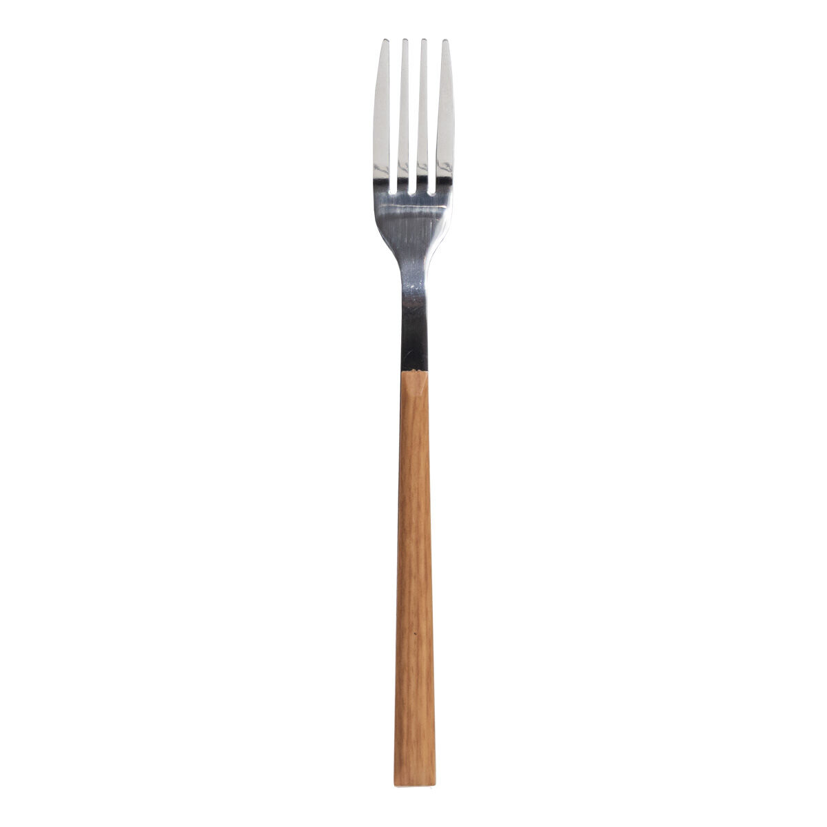 Garfo de sobremesa em inox com cabo castanho, , large
