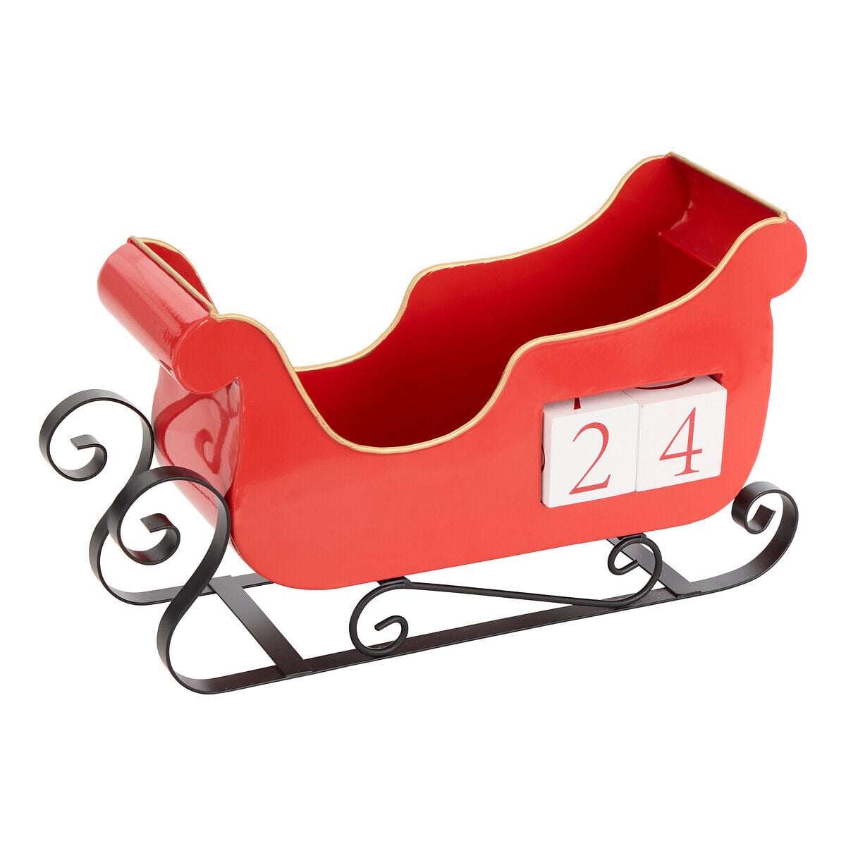 Trenó do pai natal com calendário do advento 29x12x21cm, , large