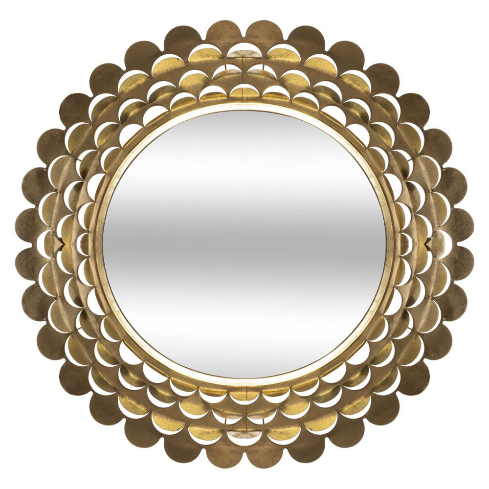 Espelho de parede flor em metal dourado, , large